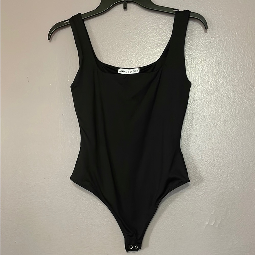 Black Square Neck Bodysuit